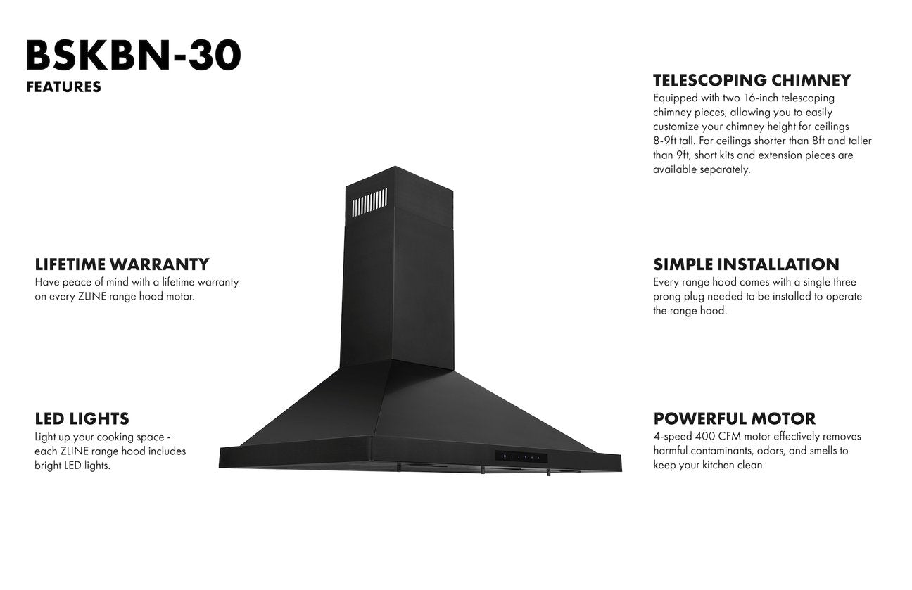 ZLINE Appliance Package - 30 in. Dual Fuel Range, Range Hood & Microwave in Black Stainless Steel, 3KP-RABRBRH30-MW