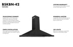 ZLINE 42 in. Wall Mount Range Hood Black Stainless Steel Convertible Vent 400 CFM (BSKBN-42)
