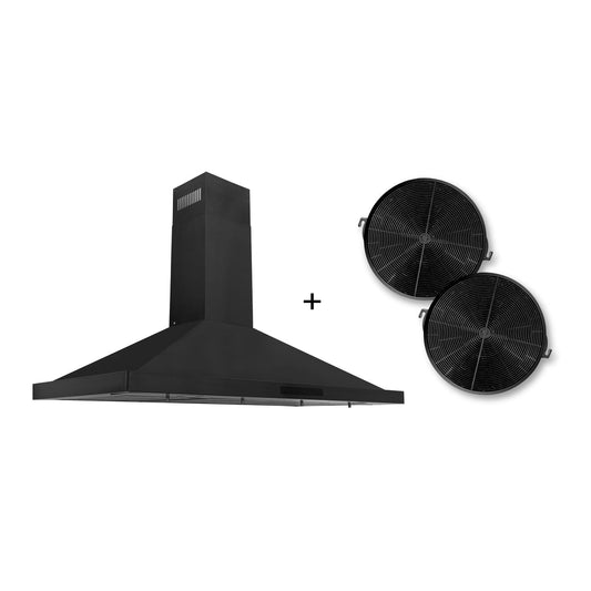 ZLINE 42 in. Wall Mount Range Hood Convertible Black Stainless Steel with Charcoal Filters (BSKBN-CF-42)