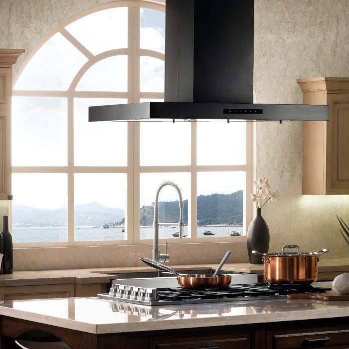 ZLINE 30 Inch Island Range Hood Convertible Vent Black Stainless Steel 400 CFM (BSKE2iN-30)