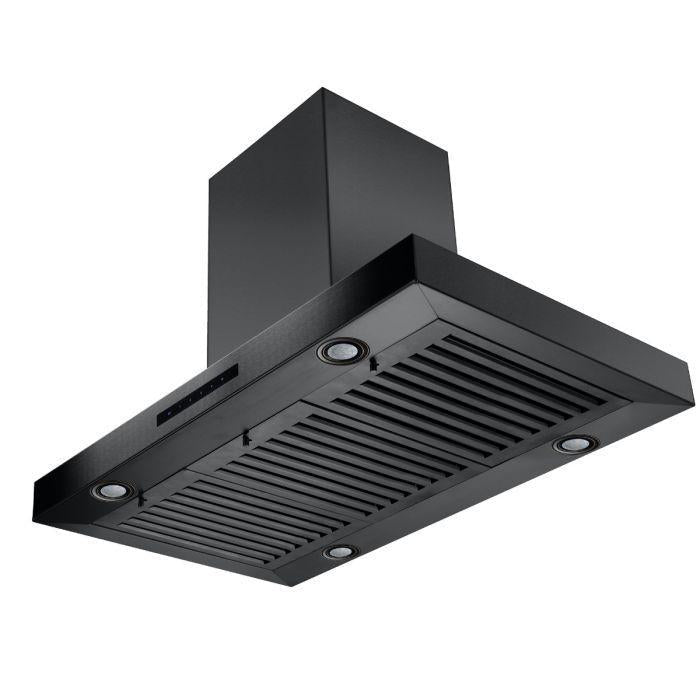 ZLINE 36 in. Island Mount Range Hood, Black Stainless Steel, 400 CFM Convertible Vent, LED Lighting (BSKE2iN-36)