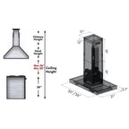 ZLINE 36 in. Island Mount Range Hood, Black Stainless Steel, 400 CFM Convertible Vent, LED Lighting (BSKE2iN-36)