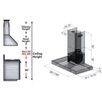 ZLINE 36 Inch Wall Mount Range Hood Convertible Vent Black Stainless Steel 400 CFM (BSKEN-36)
