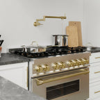 ZLINE Autograph Edition 36-Inch Dual Fuel Range, 4.6 cu. ft., Stainless Steel with Bronze Accents (Model RAZ-36-CB)
