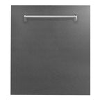 ZLINE 24" Top Control Built-In Dishwasher with Satin Stainless Steel Panel and Stainless Steel Tub with Traditional Style Handle, 52dBa, DW-SN-H-24
