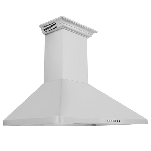ZLINE 36 in. Wall Mount Range Hood 400 CFM Stainless Steel Built-In CrownSound™ Bluetooth Speakers (KF1CRN-BT-36)