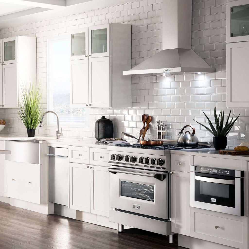 ZLINE 24 in. Wall Mount Range Hood Convertible Stainless Steel Ducted/Ductless Charcoal Filters Included (KB-CF-24)