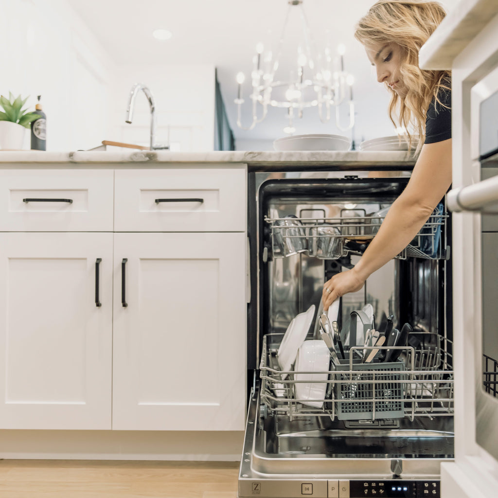 ZLINE 24" Top Control Built-In Dishwasher with Satin Stainless Steel Panel and Stainless Steel Tub with Modern Style Handle, 52dBa, DW-SN-24