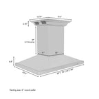 ZLINE 42 in. Island Mount Range Hood 400 CFM Stainless Steel Built-In Bluetooth Speakers (GL2iCRN-BT-42)