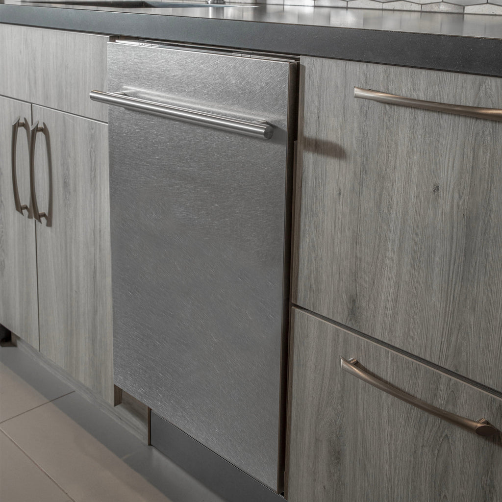 ZLINE 24" Top Control Built-In Dishwasher with Satin Stainless Steel Panel and Stainless Steel Tub with Modern Style Handle, 52dBa, DW-SN-24