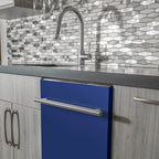 ZLINE 24 in. Top Control Dishwasher in Blue Matte with Stainless Steel Tub and Modern Handle, DW-BM-H-24