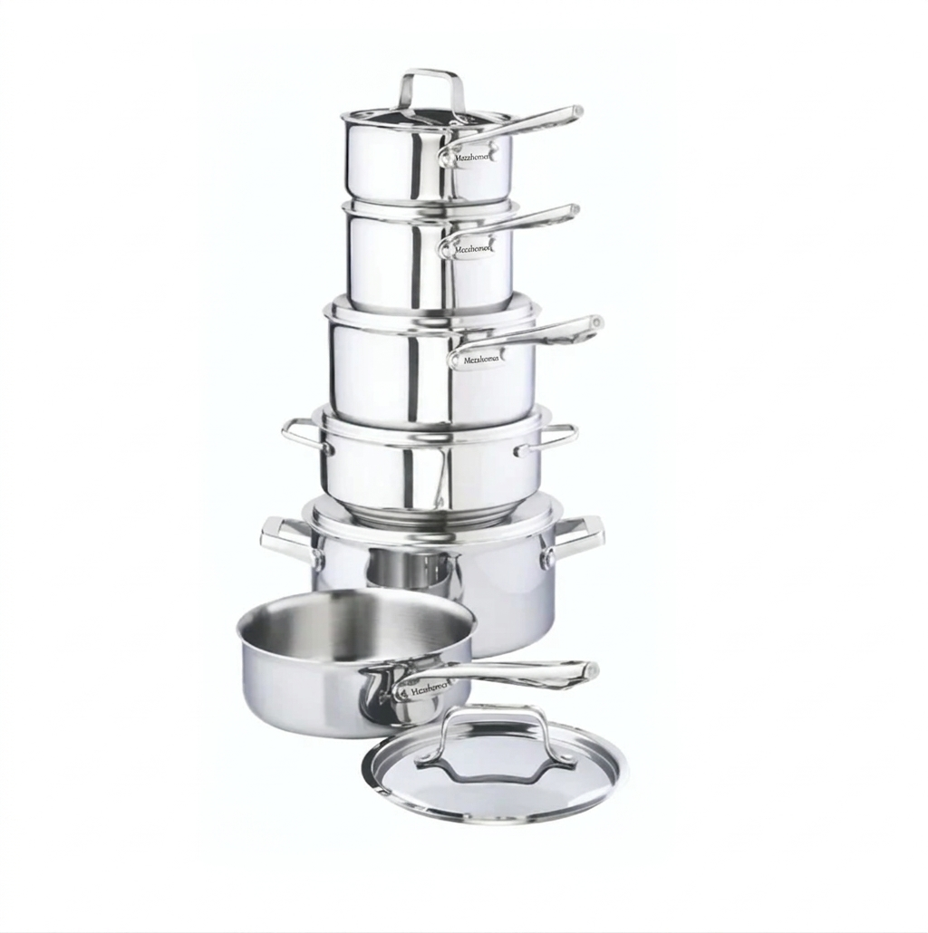 MezaHomes Professional 12-Piece 5-Ply Copper Core Stainless Steel Cookware Set
