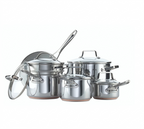 MezaHomes 12-Piece 5-Ply Copper Core Stainless Steel Cookware Set