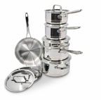 MezaHomes Professional 12-Piece 5-Ply Copper Core Stainless Steel Cookware Set