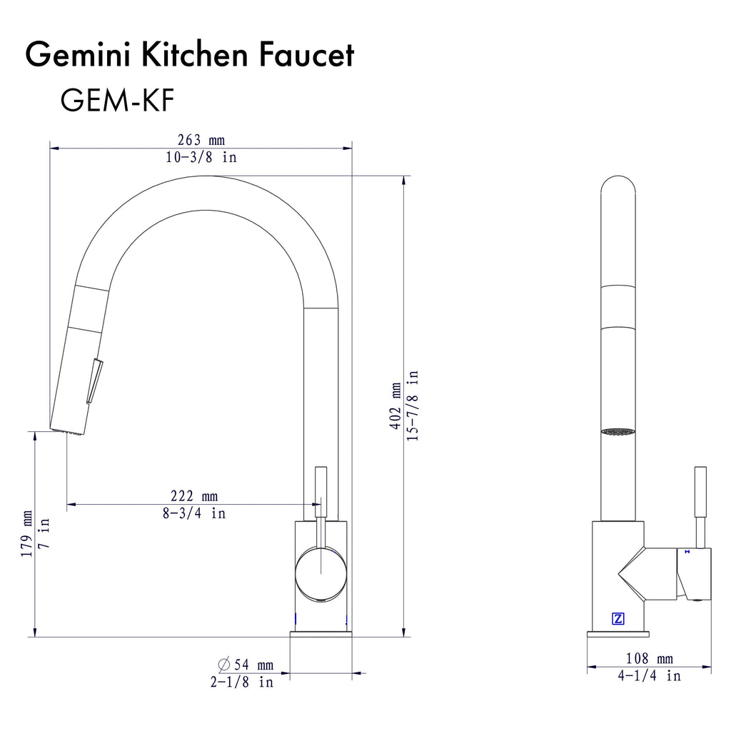 ZLINE Gemini Kitchen Faucet, GEM-KF-CH