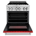 ZLINE 30 in. Dual Fuel Range with Gas Cooktop and Electric Oven in Stainless Steel with Red Matte Door (RA-RM-30)