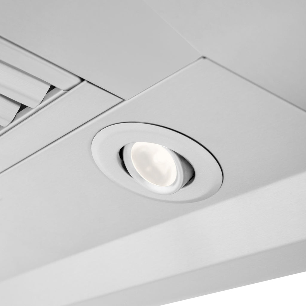 ZLINE 36 in. Wall Mount Range Hood 400 CFM Stainless Steel Ducted 4-Speed LED Lighting (KECOM-36)