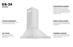ZLINE 24 Inch Wall Mount Range Hood Convertible Vent Stainless Steel KB-24