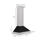 ZLINE 30 in Wall Mount Range Hood Convertible Satin Stainless Steel Black Matte Shell 400 CFM KB4SNX-BLM-30