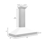 ZLINE 48 in. Wall Mount Range Hood Convertible Satin Stainless Steel 400 CFM White Matte Shell Stainless Steel Handle (KB4SNX-WM-48)