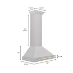 ZLINE 30 Inch Wall Mount Range Hood Convertible Satin Stainless Steel with Polished Gold Handle (KB4SNZ-30-G)