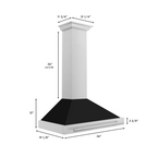 ZLINE 36 Inch Wall Mount Range Hood Stainless Steel Black Matte Shell 400 CFM KB4STX-BLM-36