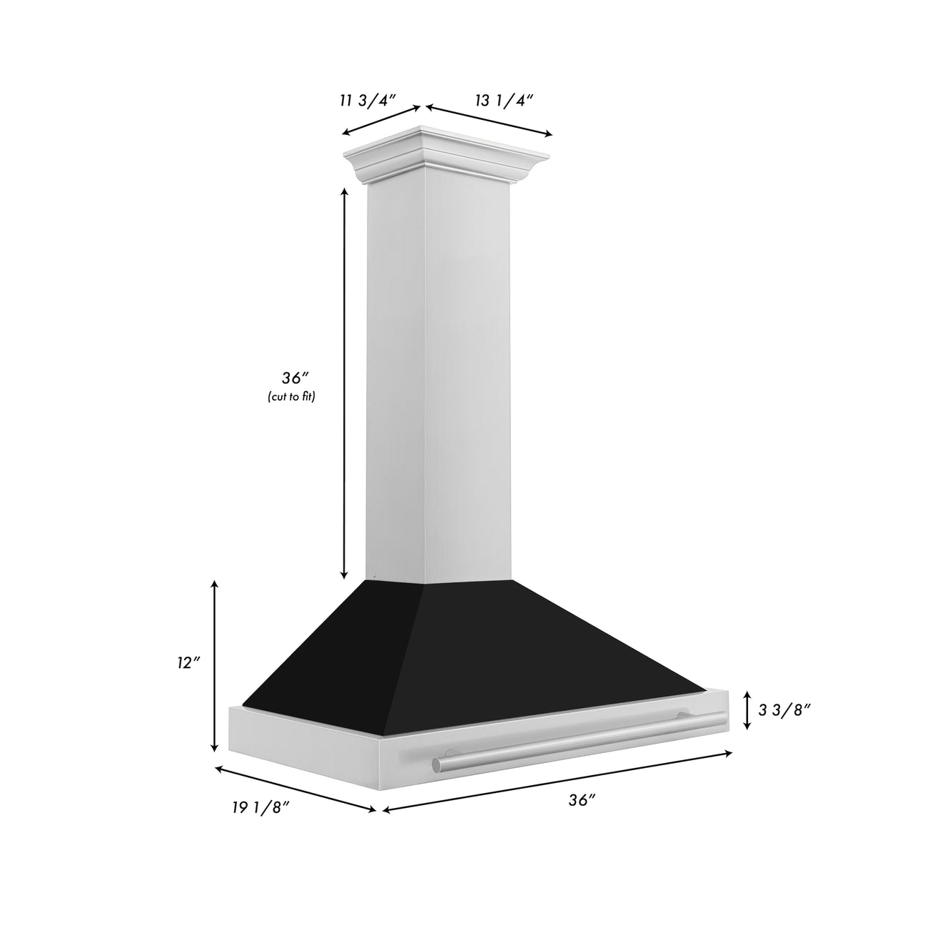 ZLINE 48 in. Wall Mount Range Hood Stainless Steel Black Matte Shell 4-Speed 400 CFM (KB4STX-BLM-48)