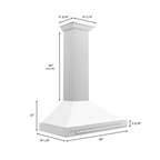 ZLINE 36 in. Wall Mount Range Hood Convertible Satin Stainless Steel White Matte Shell Stainless Steel Handle (KB4SNX-WM-36)