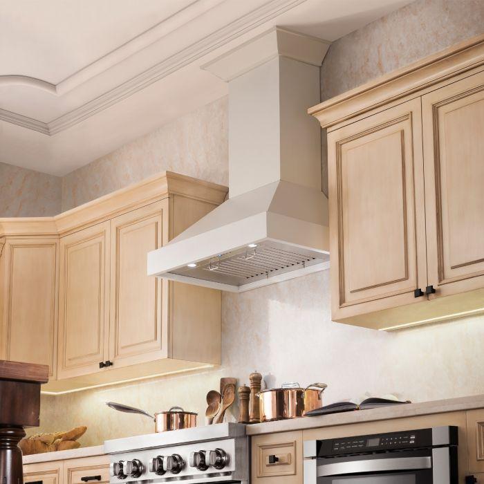 ZLINE 36 in. Wall Mount Range Hood, Wooden Construction, Cottage White Finish (KBTT-36)