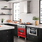 ZLINE 30 in. Dual Fuel Range with Gas Cooktop and Electric Oven in Stainless Steel with Red Matte Door (RA-RM-30)