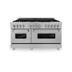 ZLINE 60 in. Legacy Dual Fuel Range with 8 Brass Burners, Gas Cooktop, Double Electric Convection Ovens (7.4 cu. ft.), Satin Stainless (RAS-SN-BR-60)