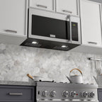 ZLINE 30" 1.5 cu. ft. Over-The-Range Microwave in Satin Stainless Steel with Traditional Handle and Set of 2 Charcoal Filters, MWO-OTRCFH-30-SS
