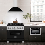 ZLINE 36 Inch Wall Mount Range Hood Stainless Steel Black Matte Shell 400 CFM KB4STX-BLM-36