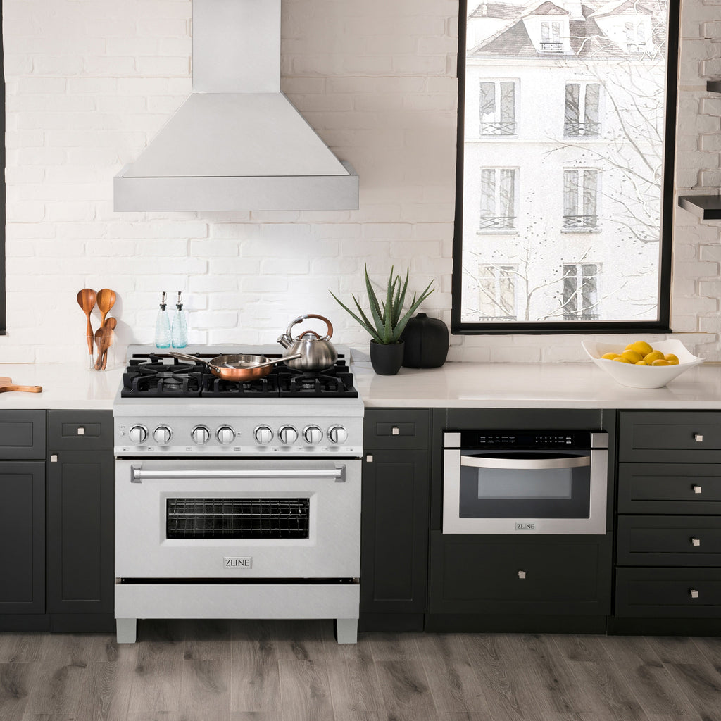 ZLINE Legacy 36-Inch Dual Fuel Range with 6-Burner Gas Cooktop and 4.6 cu ft Electric Convection Oven, Satin Stainless Steel (RAS-SN-36)