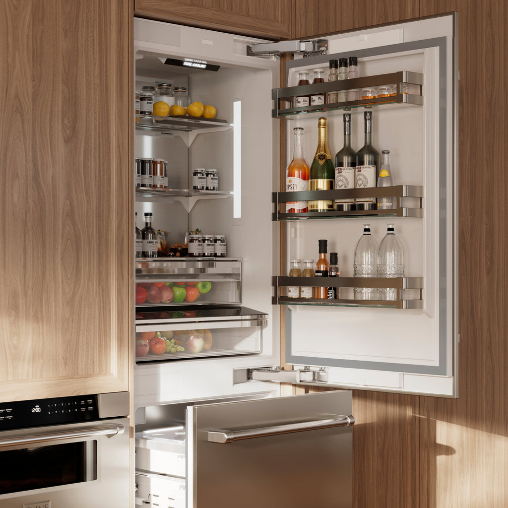 ZLINE 30 in. Built-In Bottom Freezer Refrigerator 16.1 cu. ft. 2-Door Internal Water & Ice Dispenser Stainless Steel (RBIV-304-30)