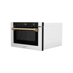 ZLINE Autograph 24" Microwave Drawer in Stainless Steel and Bronze Accents, MWDZ-1-H-CB