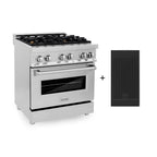 ZLINE 30 in. Dual Fuel Range with Gas Cooktop, Electric Convection Oven, Brass Burners, Griddle, 4.0 cu. ft., Stainless Steel (RA-BR-GR-30)