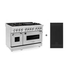 ZLINE 48" Dual Fuel Range with Gas Cooktop, Electric Convection Oven, Brass Burners and Griddle in Stainless Steel (RA-BR-GR-48)
