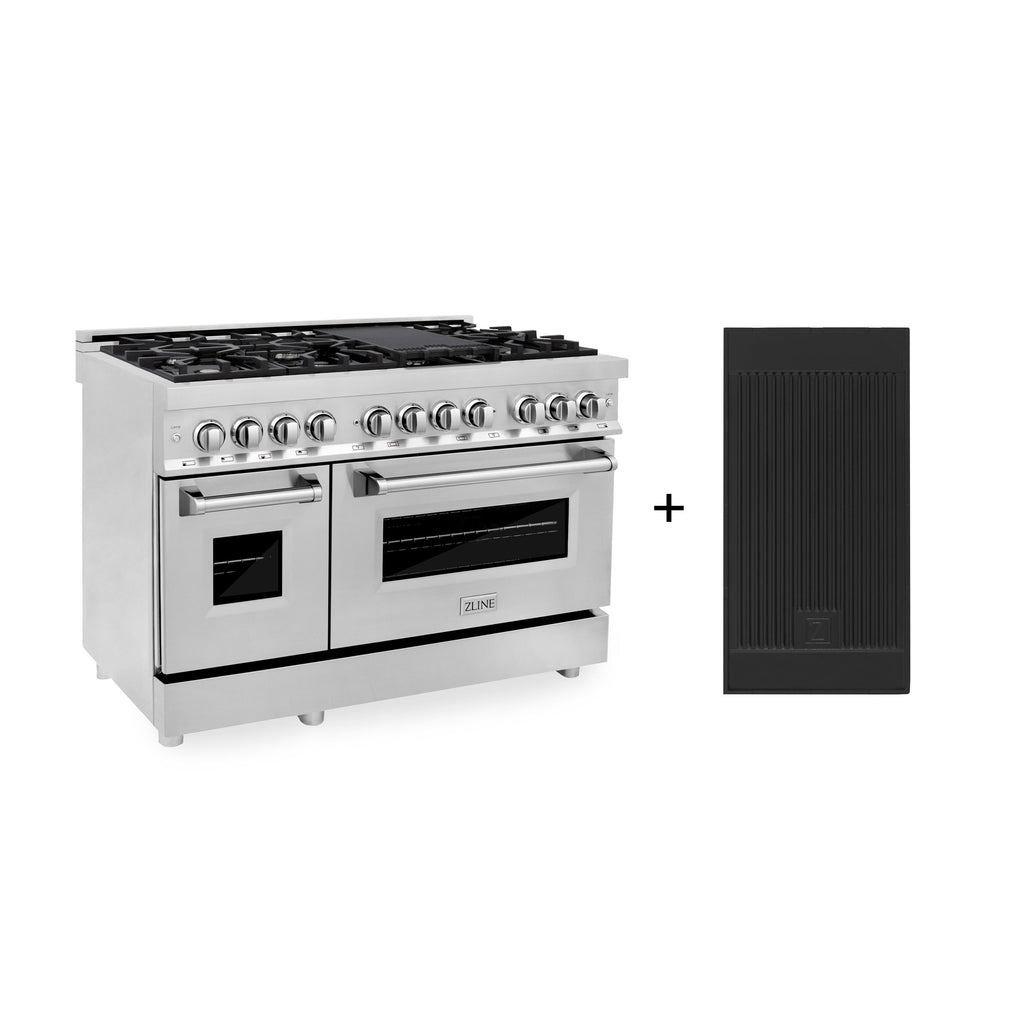 ZLINE 48-Inch Dual Fuel Range with Gas Cooktop, Electric Oven, Griddle, 6.0 cu. ft., Stainless Steel, Model RA-GR-48