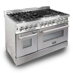 ZLINE 48 in. Dual Fuel Range with Satin Stainless Steel Door & 48 in. Range Hood, 2KP-RASNRH48