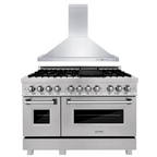 ZLINE 48 in. Dual Fuel Range with Satin Stainless Steel Door & 48 in. Range Hood, 2KP-RASNRH48