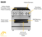 ZLINE Appliance Package - 30 in. Dual Fuel Range, Range Hood, 3 Rack Dishwasher, 3KP-RARH30-DWV