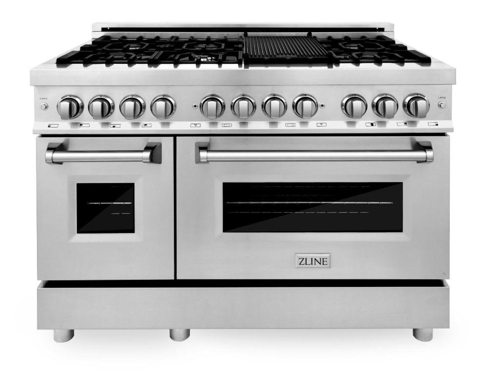 ZLINE Appliance Package - 48 In. Dual Fuel Range, 700CFM Range Hood, Microwave Oven, 3KP-RARHC48-MO