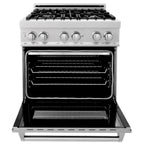 ZLINE 30 in. Dual Fuel Range and Range Hood Satin Stainless Steel Appliance Package, 2KP-RASSNRH30