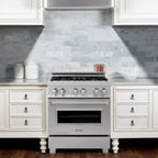 ZLINE 30 in. Dual Fuel Range and Range Hood Satin Stainless Steel Appliance Package, 2KP-RASSNRH30