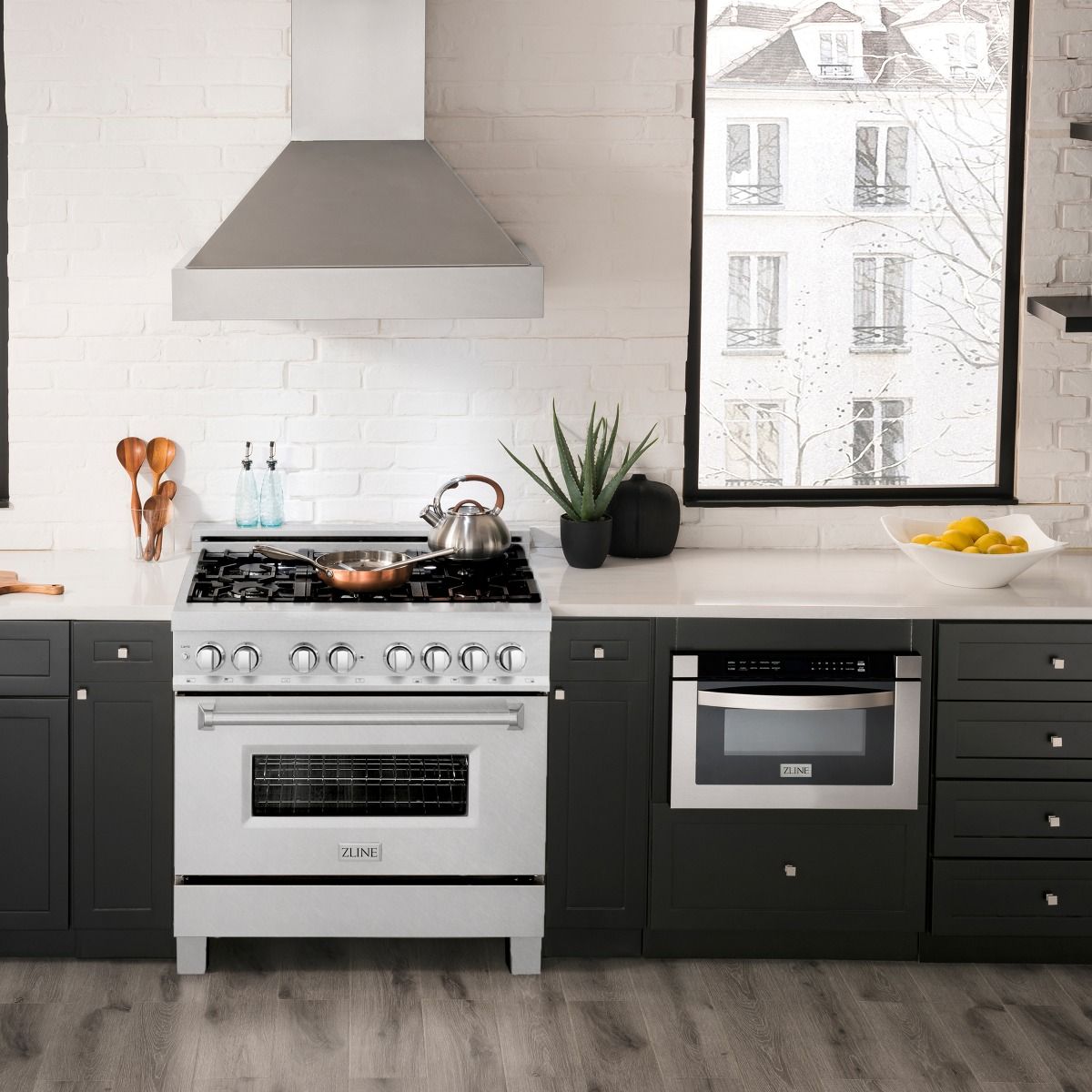 ZLINE 36 in. Dual Fuel Range & 36 in. Range Hood in Satin Stainless Steel Appliance Package, 2KP-RASSNRH36