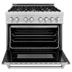 ZLINE 36 in. Dual Fuel Range & 36 in. Range Hood in Satin Stainless Steel Appliance Package, 2KP-RASSNRH36
