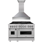 ZLINE Appliance Package - 48" Dual Fuel Range and Convertible Vent Range Hood in Satin Stainless Steel , 2KP-RASSNRH48