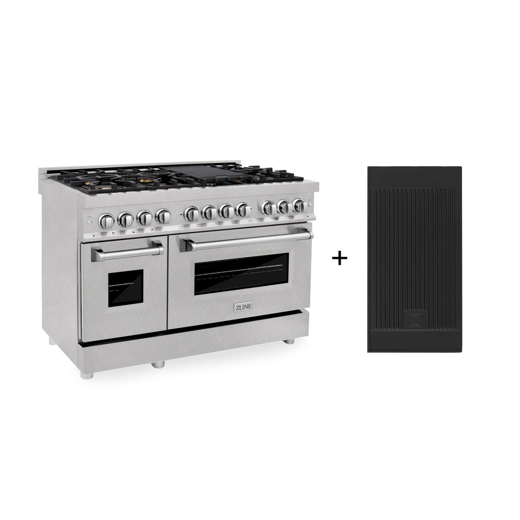 ZLINE 48 in. 6.0 cu. ft. Legacy Dual Fuel Range with 6 Brass Burners and Griddle, 2 Electric Ovens, Satin Stainless Steel (RAS-SN-BR-GR-48)