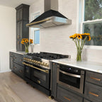 ZLINE Autograph Edition 48 in. Dual Fuel Range with Black Matte Door and Gold Accents, 6.0 cu. ft. (RAZ-BLM-48-G)
